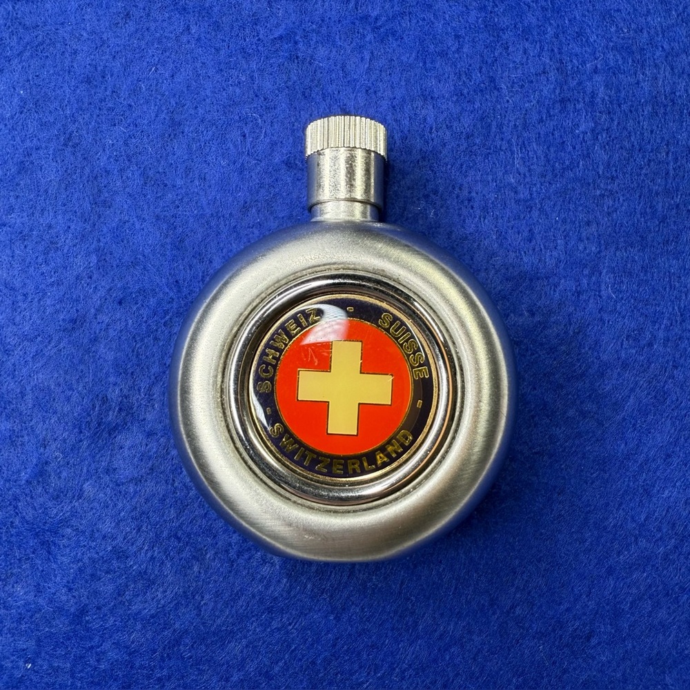 Vintage Switzerland Stainless Steel Flask, 1.5 oz.